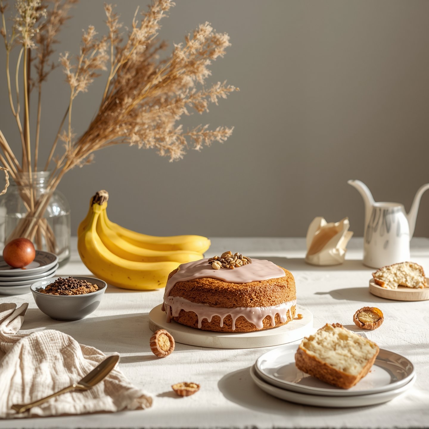 Lucid_Origin_Very_nice_banana_cake_in_a_neutral_kitchen_table__1_9e6adc8d-b1c1-4f36-8773-16fa502dbe57
